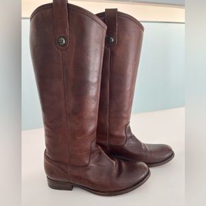 Melissa Button Leather Tall
Riding Boots. Brown. 7.5